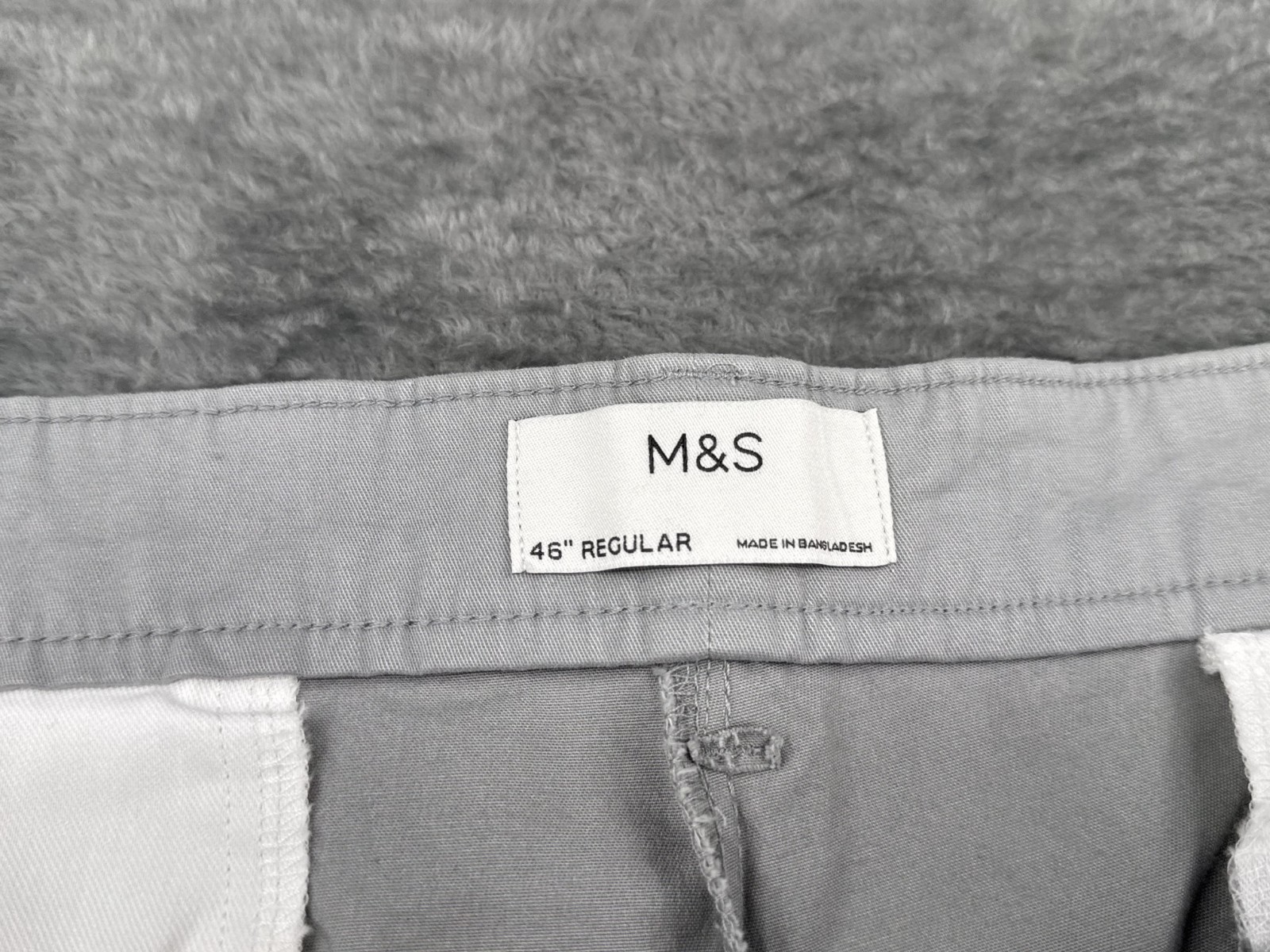 M&S Mens Chino Shorts Size 46 Regular Dove Grey Cotton Stretch BNWT image 3