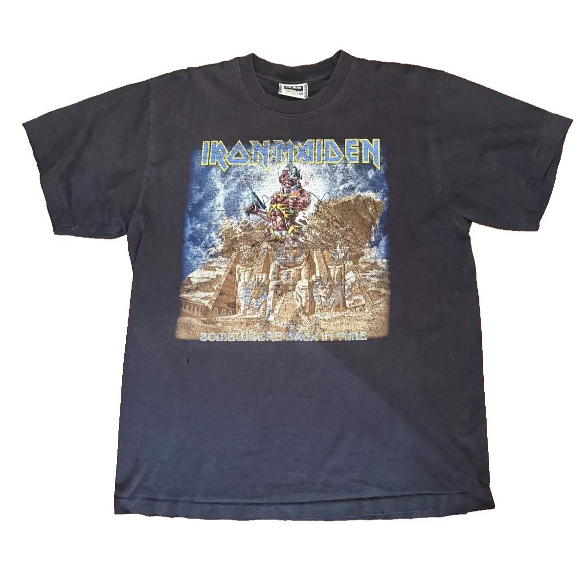 激レア！パキ綿 ヴィンテージ Tシャツ アイアンメイデン パワースレイブ Vintage 1990 Iron Maiden Somewhere Back In Time Powerslave World