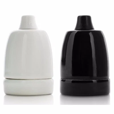 LIGHTSTOCK Montura E27 cerámica porcelana, montura de porcelana, esmaltada con boquilla de sujeción