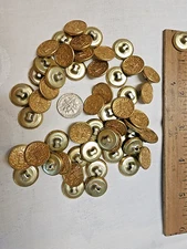 50 - 5/8" VTG Metal Shank Buttons Gold Color with Design (913)