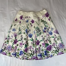 RSVP by Talbots Women's Floral Print Skirt Sz 8 Petite Pleated Purple Blue Green
