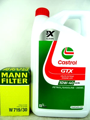 Castrol GTX 10W40 ehemals Ultraclean 10W-40 + Ölfilter MANN W719/30 5Liter - Bild 1 von 4