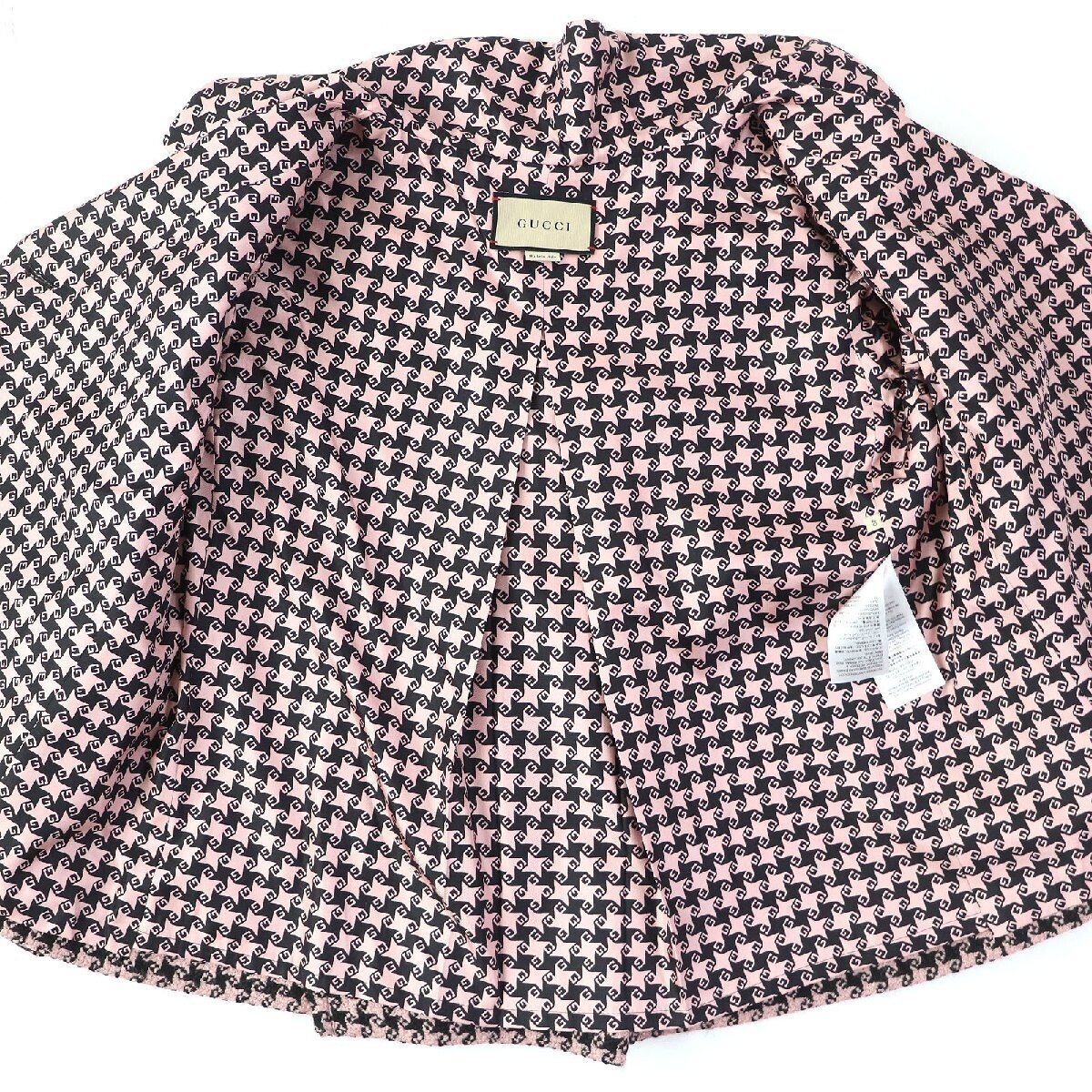 GUCCI 674323 Wool GG Button Houndstooth Jacket Pink Black 40 | eBay