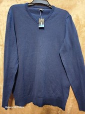 ALFANI Men's Size Medium New With Tags Pullover V-Neck Neo Navy Sweater Preppy