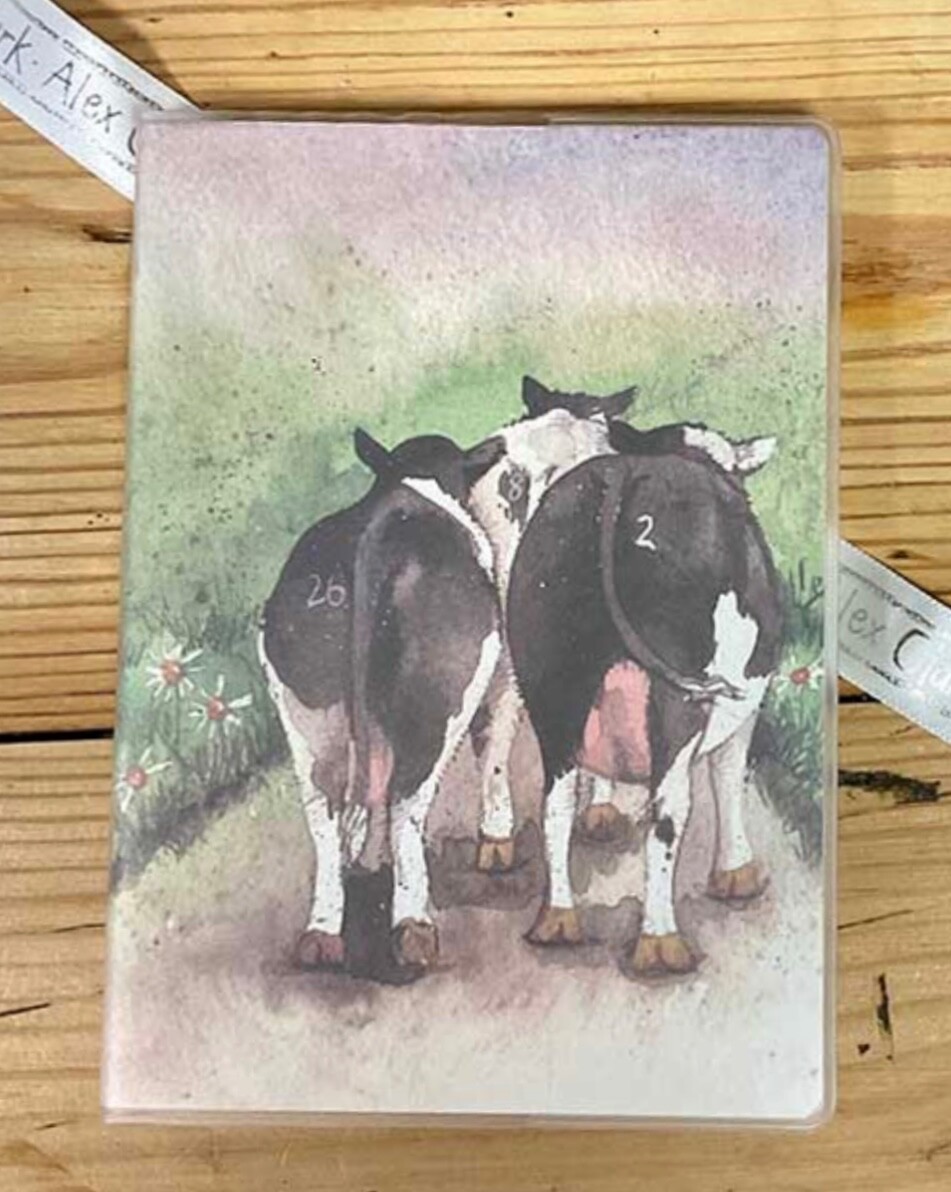 ALEX CLARK SMALL PLASTIC JACKET POCKET NOTEBOOK ~ COWS ~ SEE DESCR ~retired