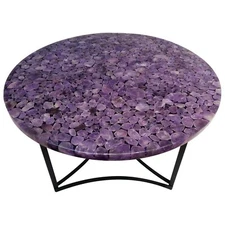 Round Shape Resin Coffee Table Top Amethyst Corner Table for Restaurant Furnitur