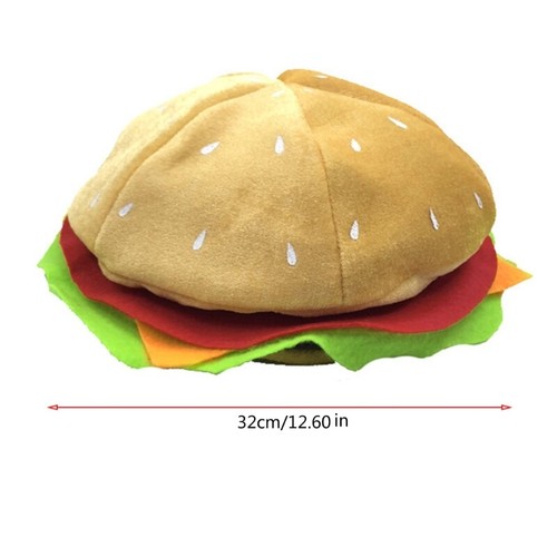 Hamburger Cheeseburger Fast Food Plush Hat Party Dress Up Costume Accessories - Picture 8 of 8