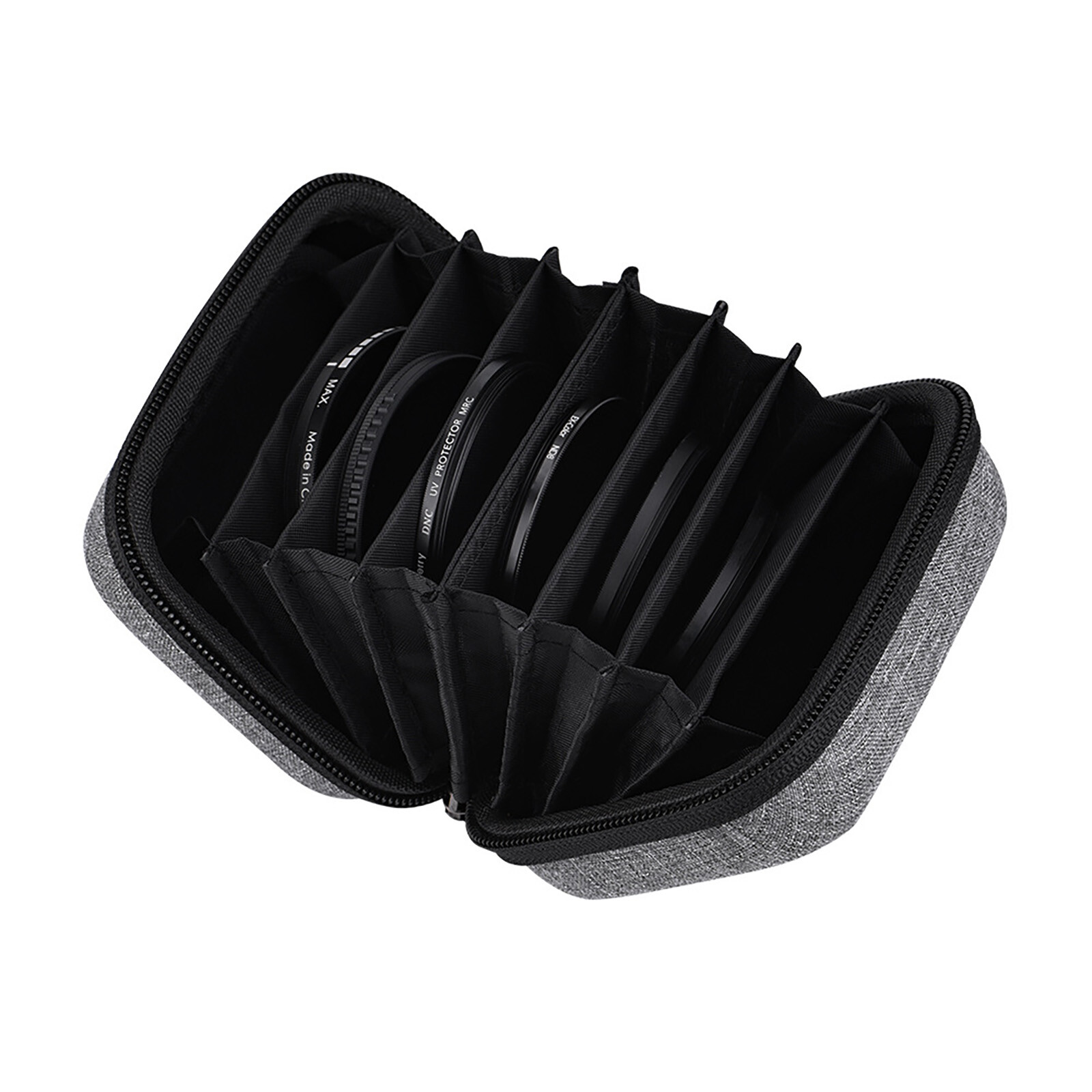 1 PC Dark gray 8 Pockets Camera Lens Filter Pouch Case Bag With Wrist Strap