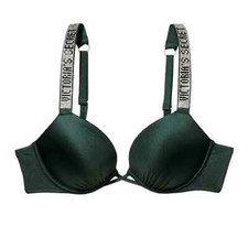 Victoria' Secret Shine Strap Bombshell Push Up Bikini Swim Top Envious Green NWT