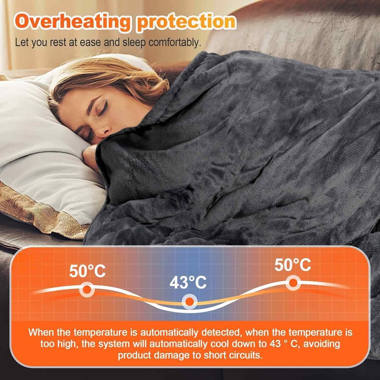 Heated Throw Electric Fleece Over Blanket Sofa Bed (130 X 150) 6 levels