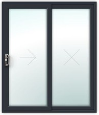Sliding Patio Door 2-pane / uPVC / Grey-on-White /  FREE DELIVERY UK MADE 