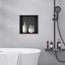 Black Recessed Shower Storage Shelf Bathroom Shower Organizer Stainless Steel
