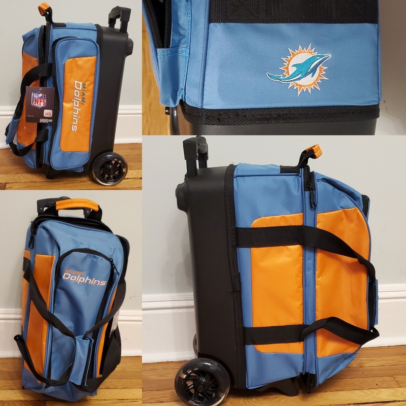 KR NFL Double Roller 🎳  NFL Miami Dolphins Bowling Ball & Shoe Carrrier *READ