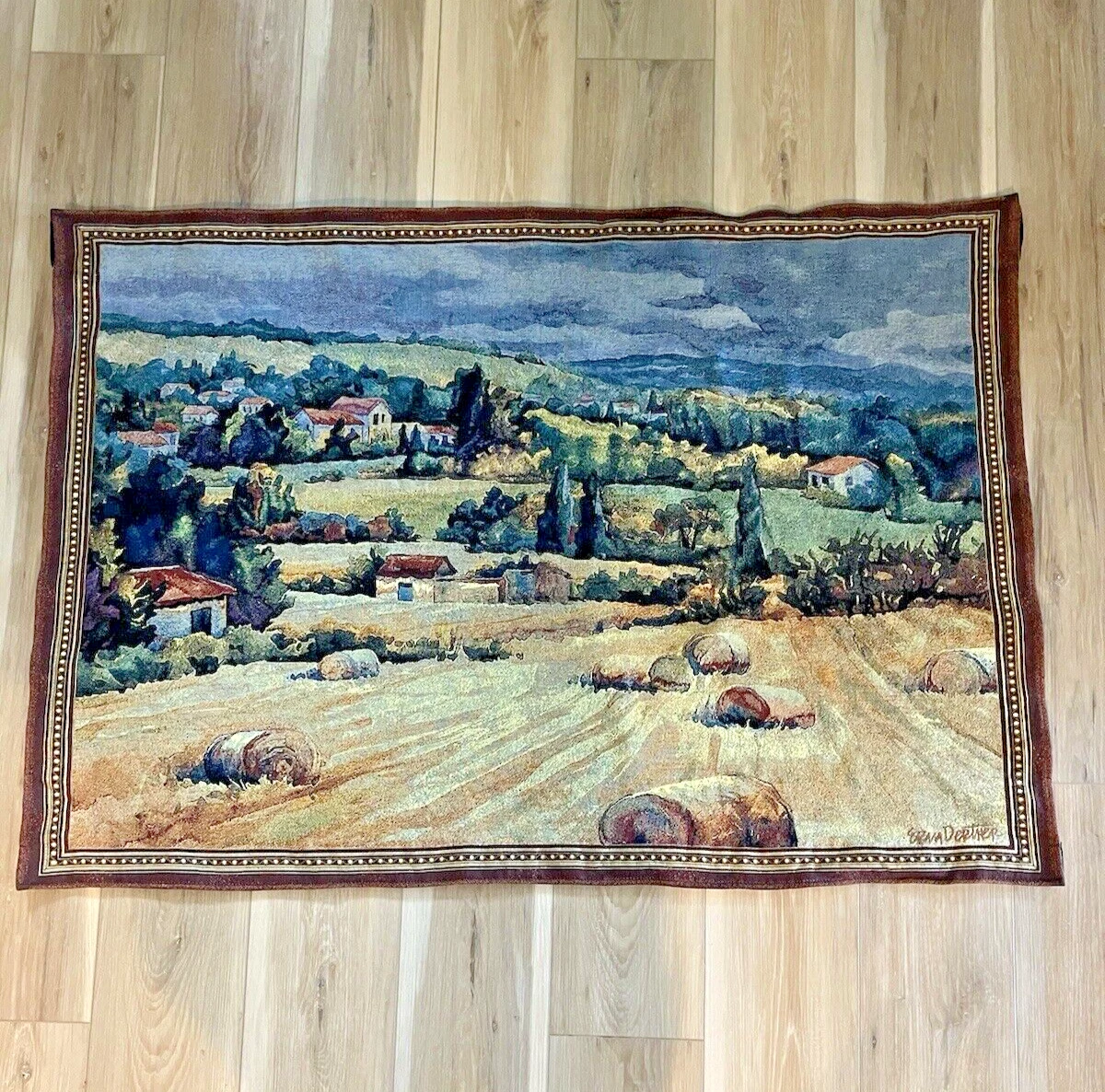 Tapisserie Murale Française Vintage 80's - 3'x4' - 100% Coton - Fait Main
