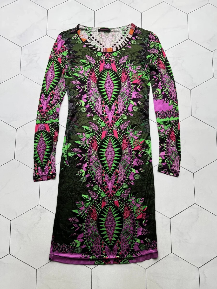 psychedelic bodycon dress Custo Barcelona Vintage Colorful Graphic Print Y2K Colorful dresses