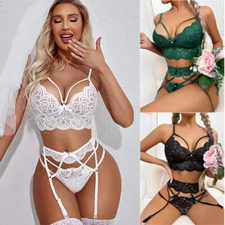 Women Sexy Lingerie Set Lace Bra G-string Nightwear Underwear Babydoll Sleepwear