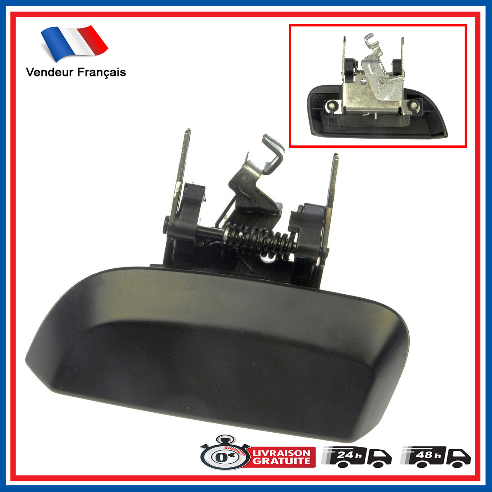 Poignée de porte arrière droite noire pour Nissan Pathfinder R51