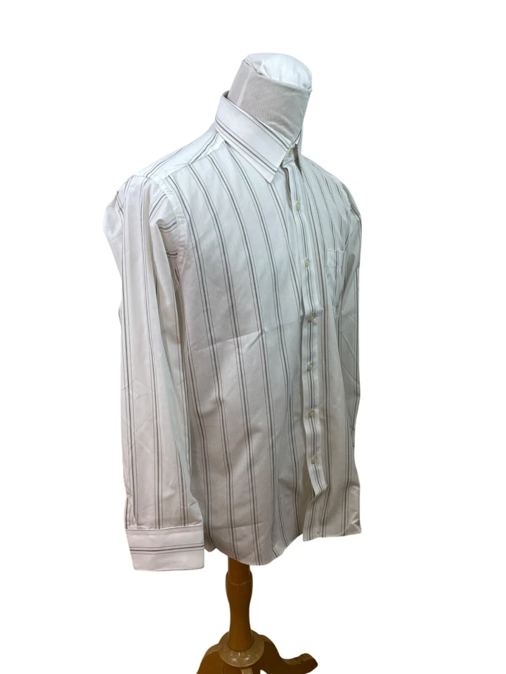 Рубашка на пуговицах мужская Botany 500 белая и серая в полоску - Изображение 2 из 4