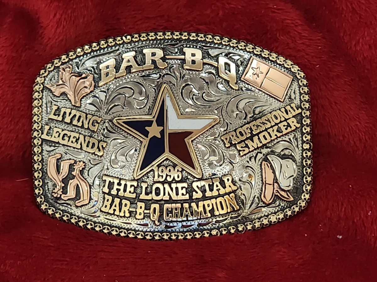 CHAMPION BAR~B~Q TROPHY BELT BUCKLE ☆LONE STAR STATE