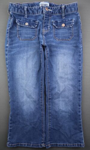Pantalon fille 2012 vieux jean marine Capri botte coupe moyen lavage taille 12 (26x18) - Photo 1 sur 8