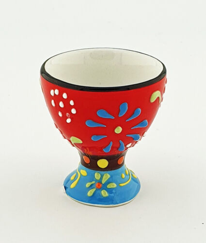 5er-Set Keramik Eierbecher im mediterranen Design handbemalt - Bild 5 von 6