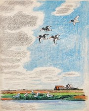 Impressionist Karl Adser Küstenlandschaft mit Möwen Austernfischer Dänemark