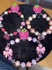 Lot Of 3 Fashion Jewelry Pendant Chunky Beads Kids Gumball Bubblegum Necklaces