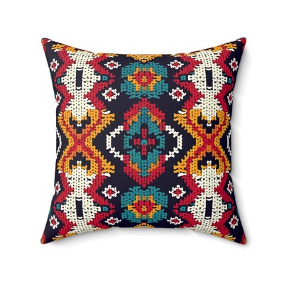 Spun Polyester Square Pillow - 3D Aztec 6