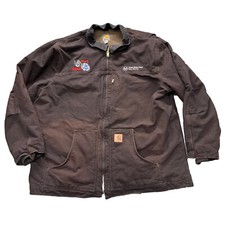Carhartt Jacket C61 DKB Sherpa Lined Canvas Brown Mens 3XL TALL Distressed