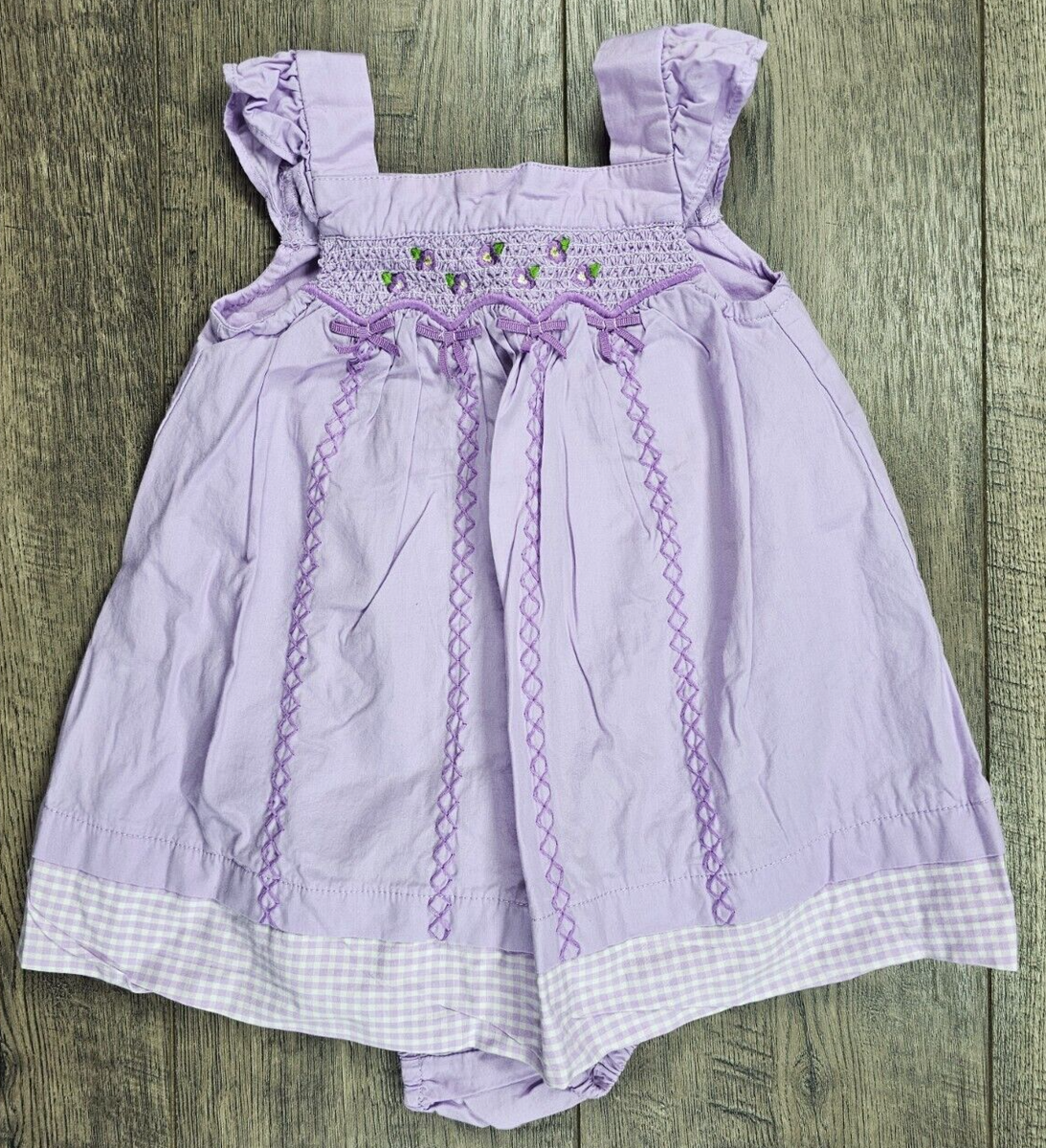 Baby Girl Clothes Gymboree 3-6 Month 2pc Pretty Pansy Purple Smocked Dress