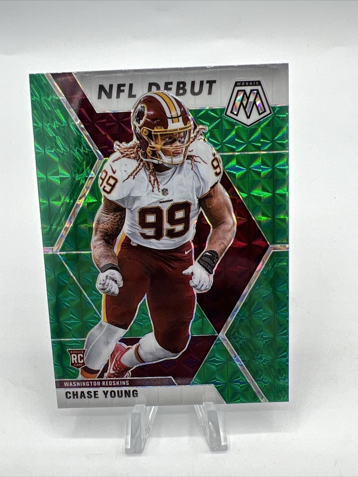 Chase Young 2020 Panini Mosaic NFL Debut ROOKIE Green Prizm #272 - Washington