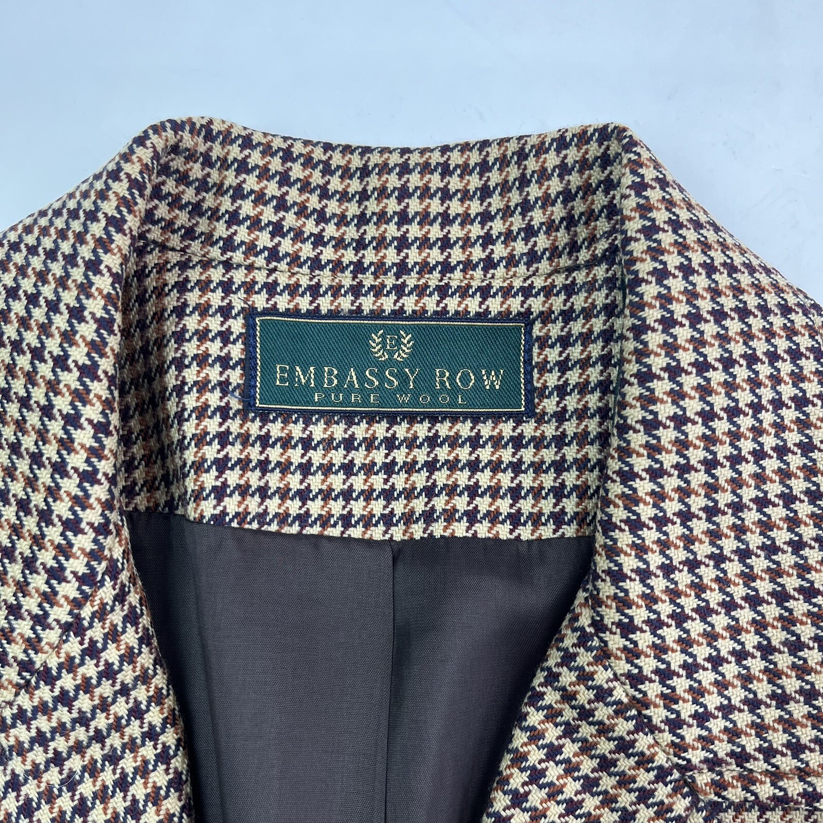 FILA Giacca Embassy Row vintage 100% lana tweed zip pied de poule taglia 12 Academia Oldey