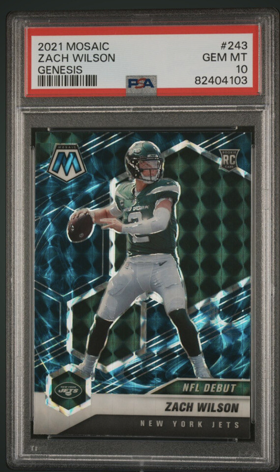 2021 Panini Mosaic Mosaic Genesis #302 Zach Wilson SP CASE HIT ROOKIE RC PSA 10