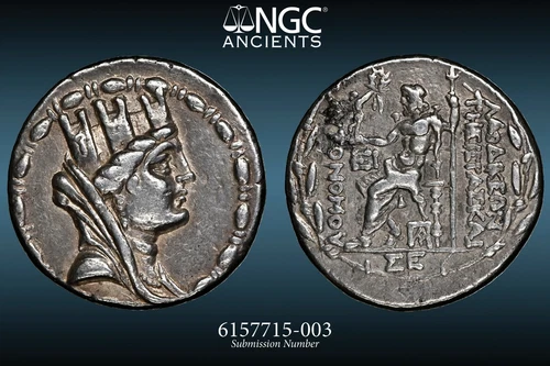 Syria, Seleucis and Pieria, NGC ChVF 5/5 3/5 Silver Tetradrachm ad Mare 96