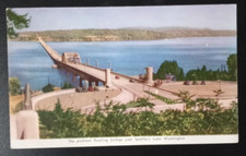 WASHINGTON Seattle Lake Washington Pontoon Floating Bridge 1950's Cars postcard
