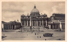 A807 Italy Rome Roma Piazza e Basilica di S Pietro Vatican Tram RPPC postcard