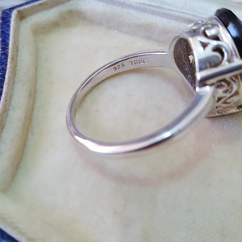925 Sterling Silver Ring, Genuine Smoky Quartz Ring, Teardrop, Size U US 10 - Picture 5 of 6