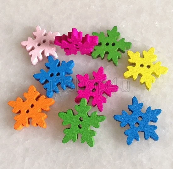 100pcs Mixed Color Flower 2 Holes Wooden Buttons Fit Sewing and Scrapbook Unk001 - Image 4 of 4