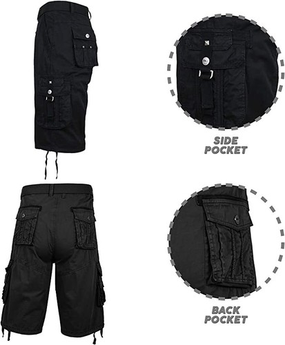 Galaxy Men's Belted Distressed Cargo Work Shorts Multi-Pocket (Size 30-44) NWT - Picture 5 of 15