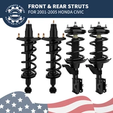 4PCS Front + Rear Struts Shock Assembly For 2001-2005 Honda Civic EX DX LX HX GX