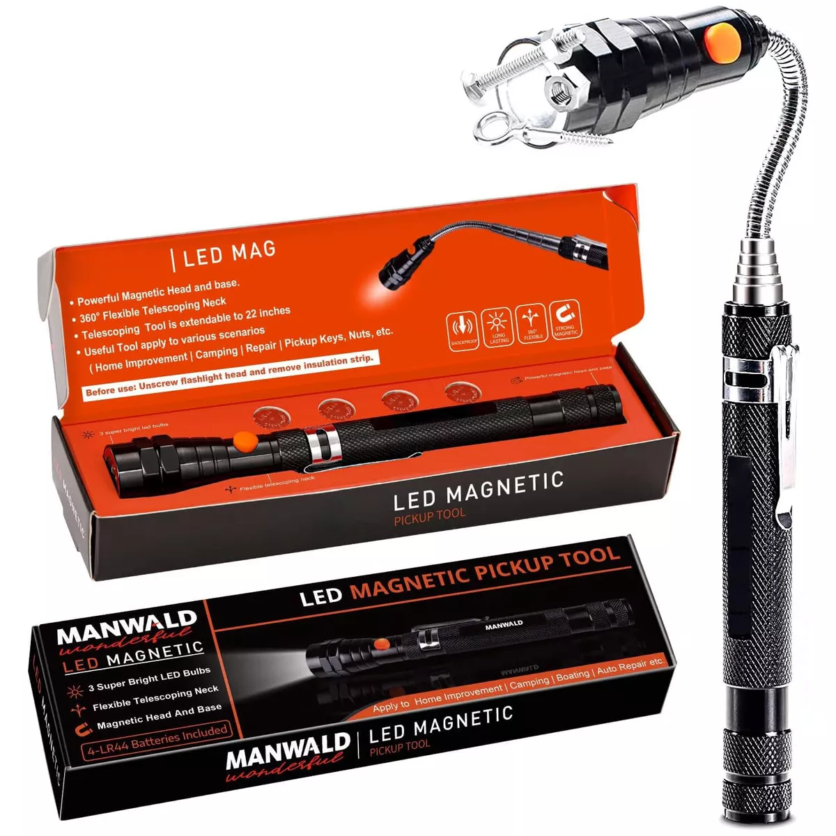 Extendable flashlight 2024 with magnet