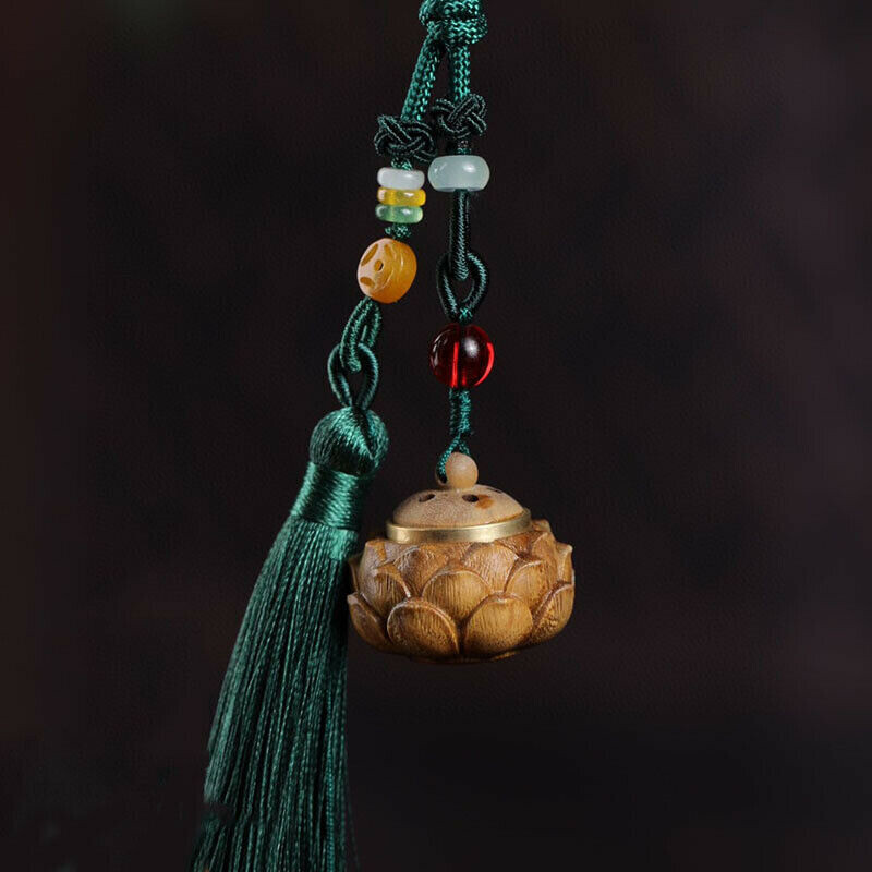 Green Sandalwood Lotus Keychain Pendant for Phone Bag Gift