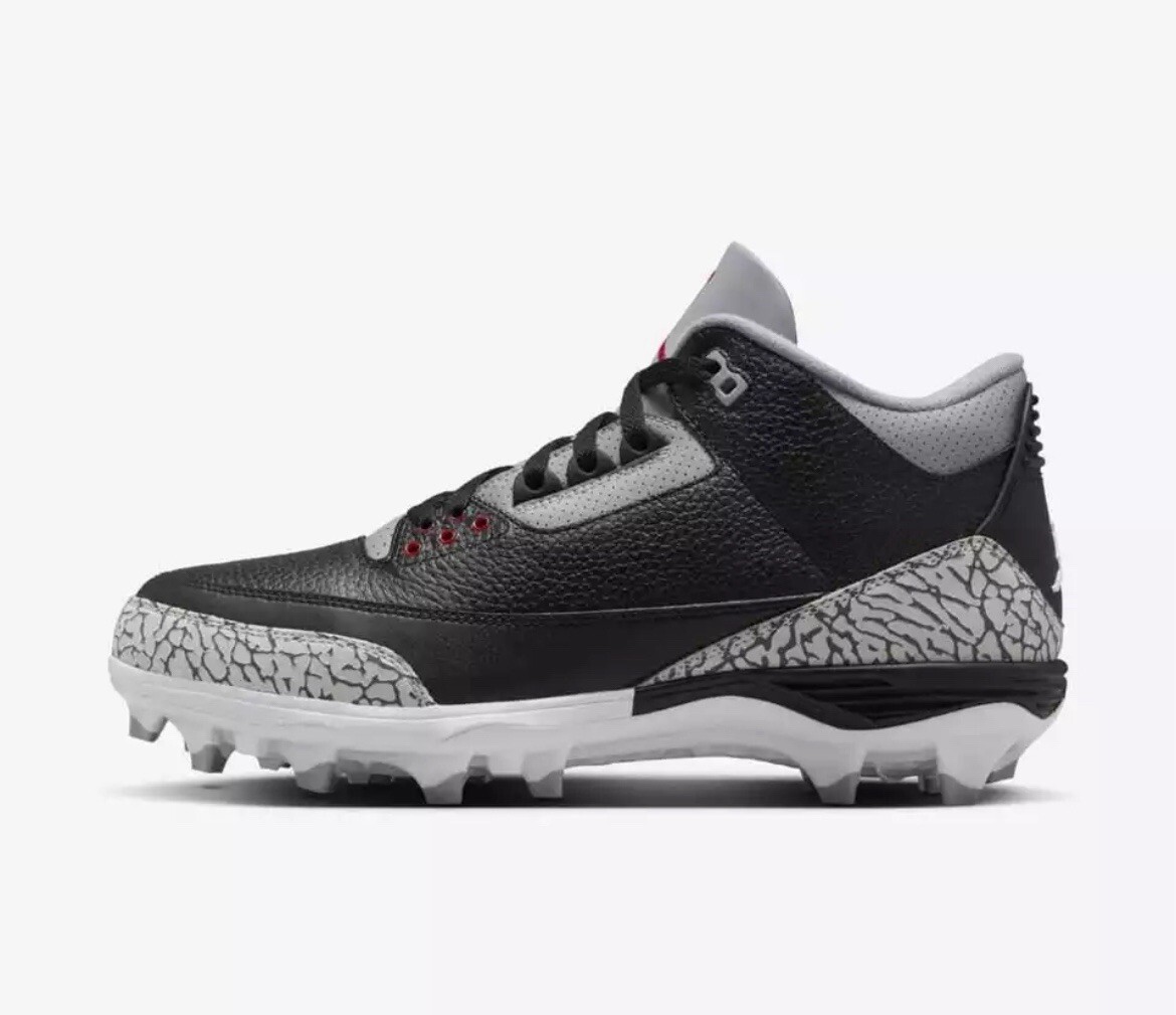 Nike Air Jordan 3 Mid TD Mens Size 9 Football Cleats 'Black Cement