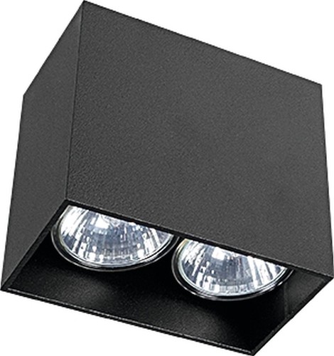 Foco De Techo Negro 2-Luces GU10 Aluminio Cuadrado Pasillo
