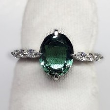 Natural Teal Sapphire Ring Promise Ring Peocock Green Sapphire Authentic Ring