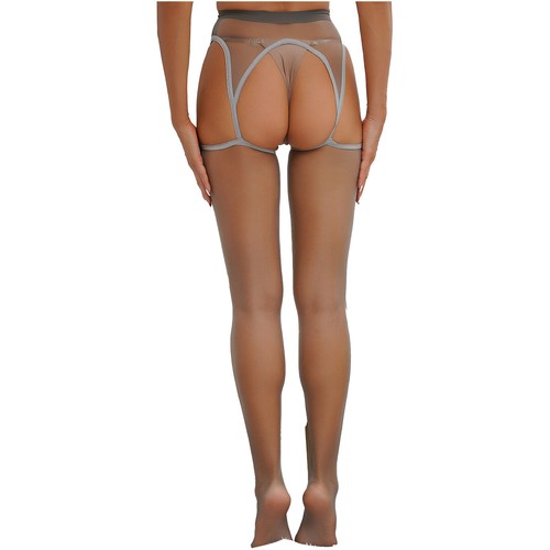 Women Oil Silk Pantyhose Hollow Out Suspenders Tight Thigh High Stocking Hosiery - Picture 40 of 72