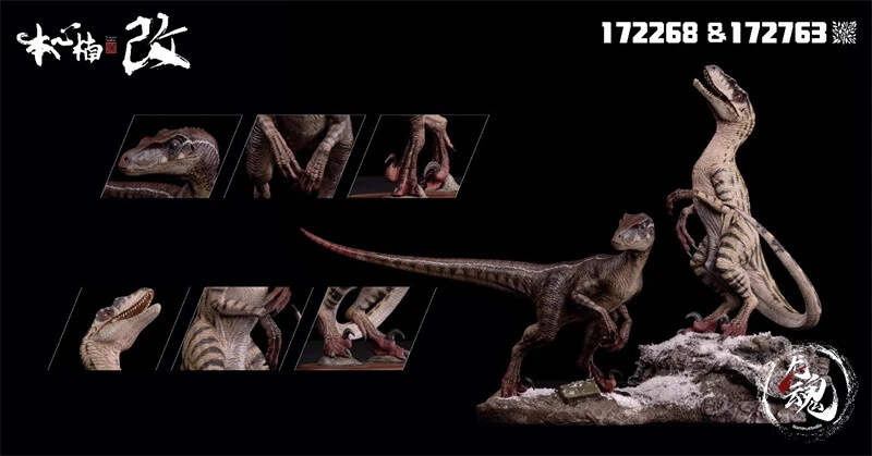 Резиновая зимняя статуэтка NANMU Velociraptor 2.0 White Queen & Blood Knight динозавр - Изображение 2 из 4