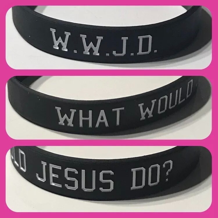 WWJD Black Silicone Christian Wristband Bible W.W.J.D. Bracelet