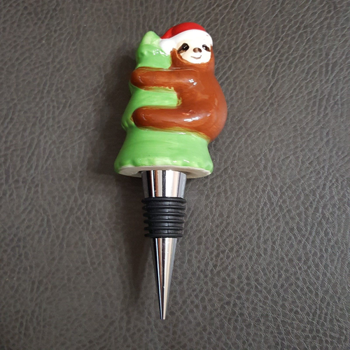 Weihnachtsmann Faultier Keramik & Edelstahl Flaschenverschluss Weihnachten - Bild 1 von 8