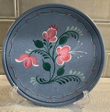 Hand Painted Folk Art Scandinavian Rosemaling Wood PLATE floral, signed